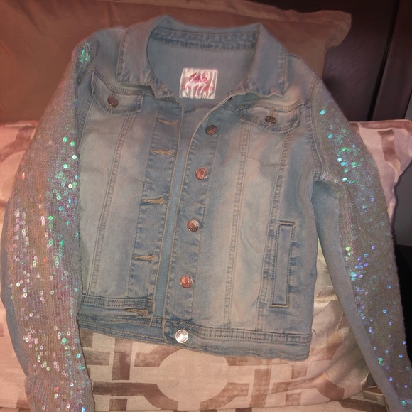 girls sequin denim jacket